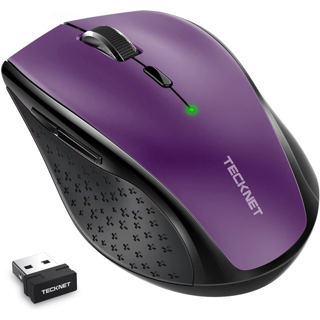 Ratón Inalámbrico Óptico Portátil TECKNET Classic 2.4G con Receptor USB Nano para Notebook PC Laptop 6 Botones Duración de Batería de 30 Meses 4800 DPI 6 Niveles de Ajuste