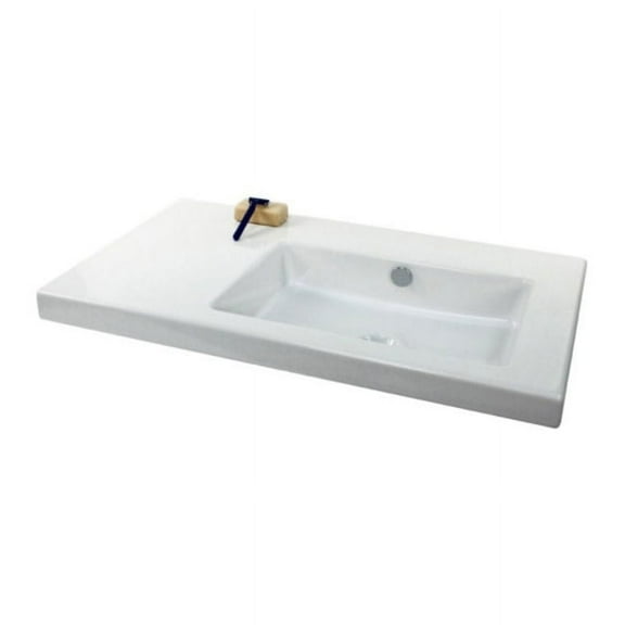 tecla co01011-no hole condal rectangular ceramic wall mounted/built in sink, white