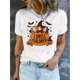 thumbnail image 1 of Playera de manga corta para mujer, estampado en color sólido, cuello redondo, estilo casual, para verano, estilo casualWomen'S Fashion Pumpkin Witch Letter Print, Casual Round Neck Short Sleeve T-Sh, 1 of 6
