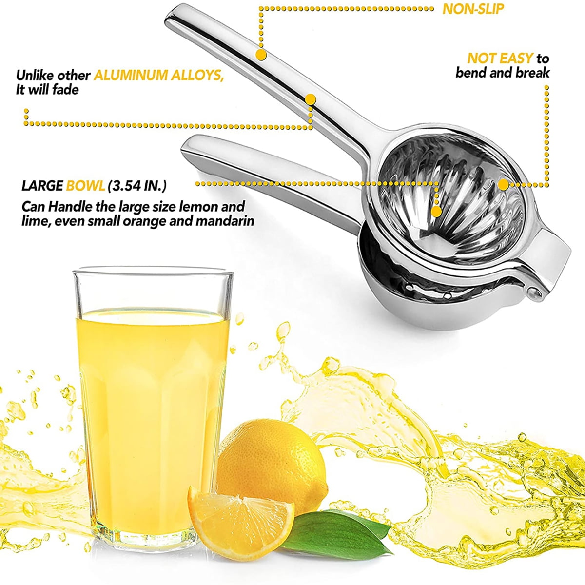 Kepooman 3.54" Handheld Stainless Steel Lemon Squeezer for Orange Citrus, Silver Kepooman 3.54" Handheld Stainless Steel Lemon Squeezer for Orange Citrus, Silver