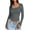 Gray, variant on Womens Long Sleeve Shirts Crop Tops Basic Double Layering Tight Slim Fit T Shirts Winter Clothes 2024