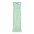 thumbnail image 4 of Puntoco Conjunto de traje de dos piezas con cuello en V y pantalones casuales para mujer, color sólido, sin mangas Puntoco Puntoco-2600, 4 of 9