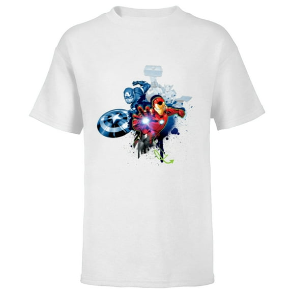 Marvel Avengers Iron Man Captain America Thor Color Pop - Short Sleeve T-Shirt for Kids - Customized-White