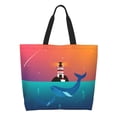 thumbnail image 1 of Easygdp Lighthouse and Whale Bolsas Tote para Mujer, Bolsos de Hombro para Viaje, Bolsos de Mano de Gran Capacidad para Compras y Trabajo, 1 of 8