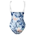 thumbnail image 3 of Gibobby Traje de baño sexy de una pieza Traje de baño con estampado de flores y cuello en V para mujer Conjuntos de bikini con falda y delantal(Azul,M), 3 of 4