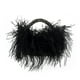 thumbnail image 1 of Bolso de mano Miuco Real Natural con plumas de avestruz con cuentas negras, 1 of 2