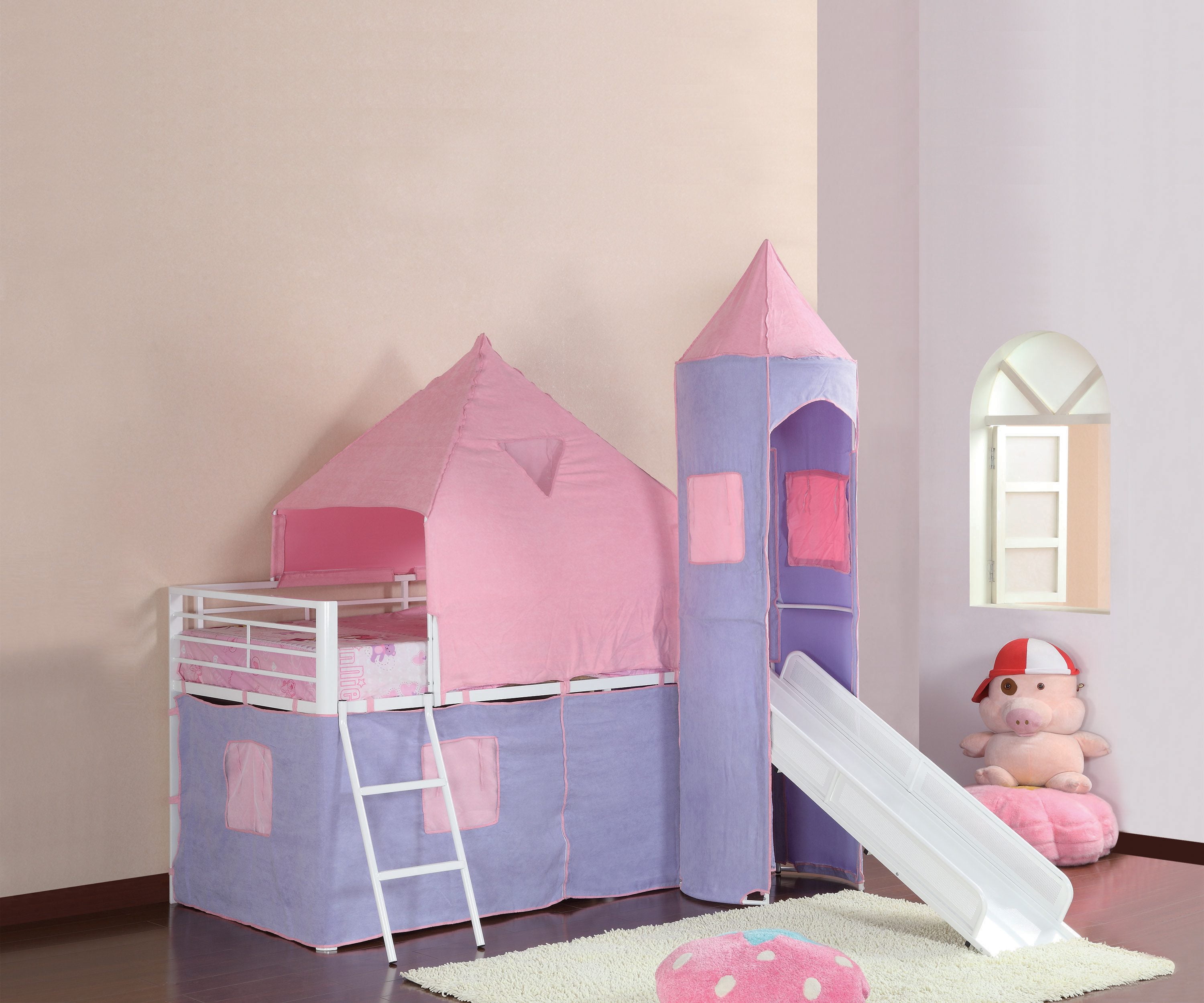 Princess Castle Twin Tent Loft Bed Pink and Perwinkle - Walmart.com