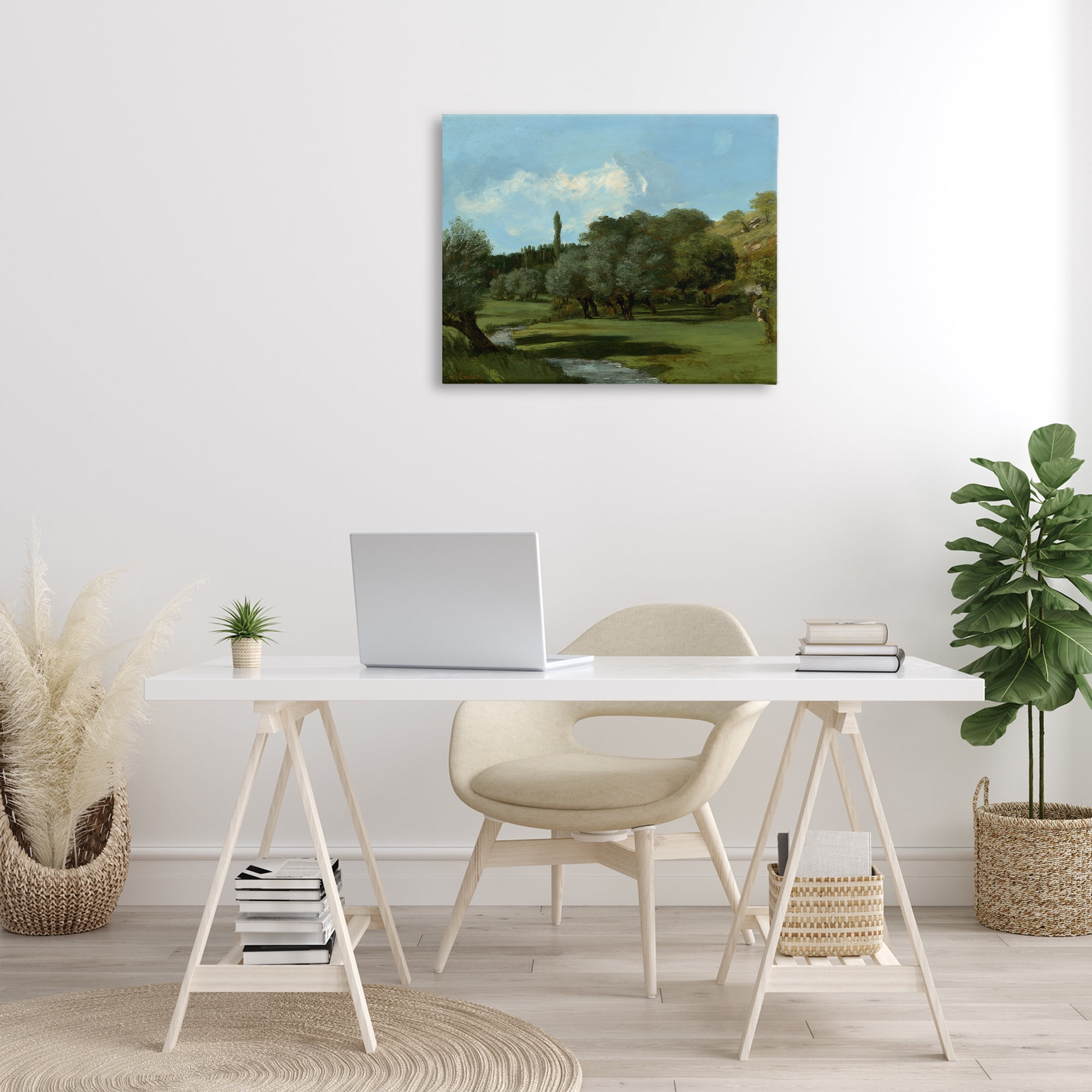 Stupell Industries Classical Green Field Landscape Landscape & Nature Painting Wrapped Canvas Art Print Wall Art, 30 x 24