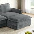 thumbnail image 4 of Corduroy Fabric 3-Seater Comfy Cloud Couch with Movable Footrest for Living Room,Oversized Deep Seat L Shaped Couch Set, Upholstered Large Size Deep Seat L Shaped sofa with 3 cushions, 4 of 13