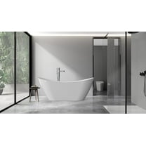 67 in. Acrylic Flatbottom Freestanding Soaking Bathtub in Glossy White