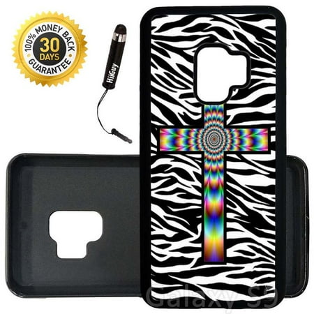 - Custom Galaxy S9 Case (Colorful Tie Dye Cross Zebra Background) Edge-to-Edge Rubber Black Cover Ultra Slim | Lightweight | Includes Stylus Pen by Innosub