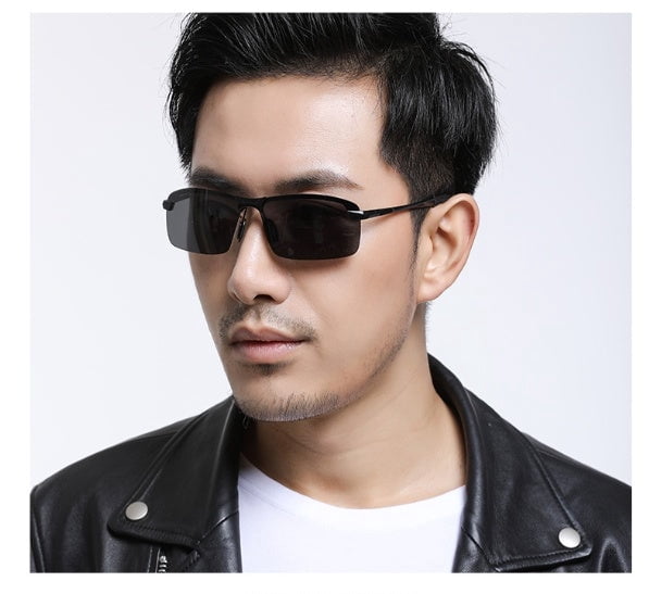 Mens Polarized Sunglasses UV Protection Square Frame Driving Fishing Sports Sunglasses Enhanced Clarity Night Vision