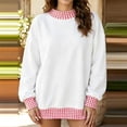 thumbnail image 2 of Women's Gingham Check Contrast Sweatshirt Ghalytn Mock Neck Drop Shoulder Loose Pullover Top, 2 of 5