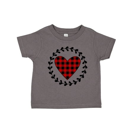 

Inktastic Valentines Day Buffalo Plaid Heart Gift Toddler Toddler Girl T-Shirt