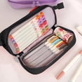 thumbnail image 6 of Hyknon Large Capacity Pencil Case Pen Pouch, Multi-layered Pencil Holder, Simple Stationery Bag with Zipper, Storage Slots Pen Pouch for Women Adult, Portable Storage Bag for Makeup College, Black, 6 of 6