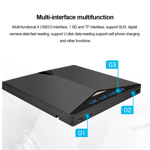 Unidad De Cd/Dvd Externa Unidad de CD/DVD externa Reproductor de DVD USB 3.0 para computadora portátil de escritorio Mac PC Windows Linux Sywqhk Para estrenar