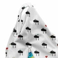 thumbnail image 5 of Cartoon Lounger Chair Bag, Funny Moose Along Heart Shaped Balloons Flowers and Bird Birthday Celebration, High Capacity Storage with Handle Container, Lounger Size, Black and White, by Ambesonne, 5 of 5