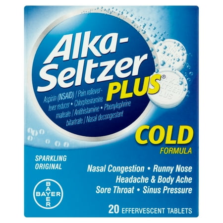 Alka-Seltzer Plus Sparkling Original Cold Formula Effervescent Tablets, 20 ct