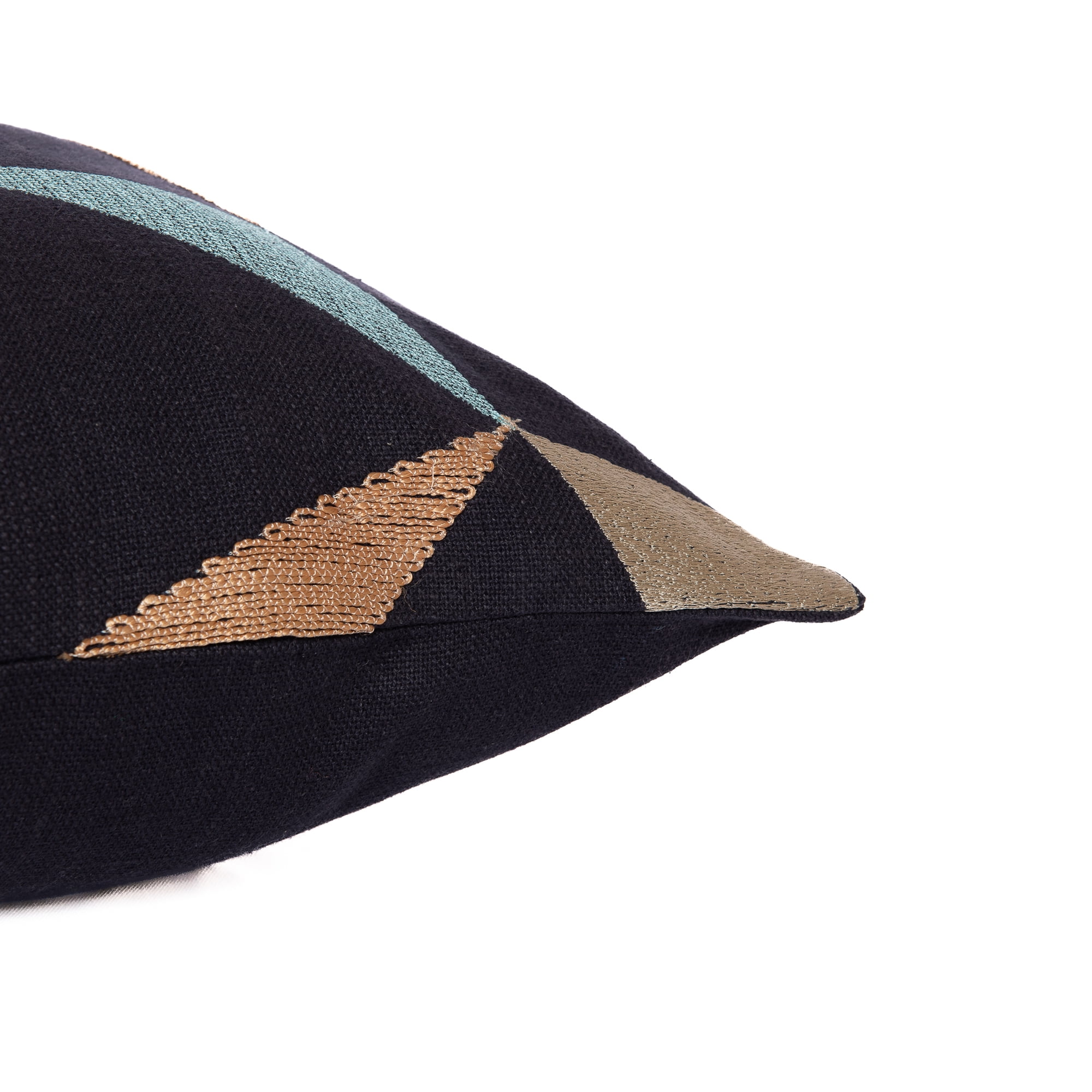 Ox Bay Stacy Garcia 20" x 20" Black/Beige Embroidered Geometric Adult Decorative Throw Pillow Cover