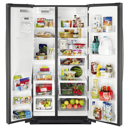 Whirlpool - 28.4 Cu. Ft. Side-by-Side Refrigerator with In-Door-Ice Storage - Black Stainless Steel