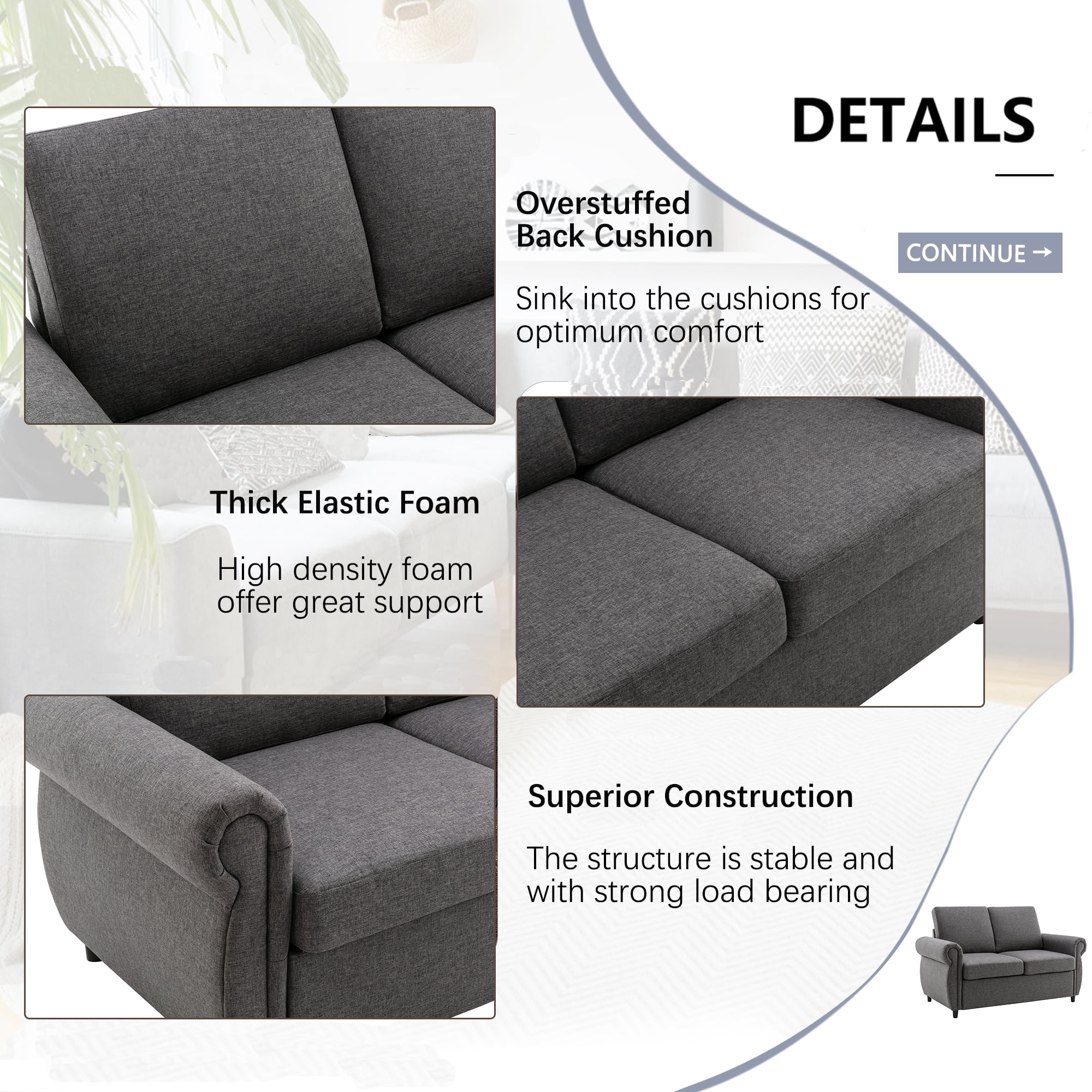 Harper & Bright Designs Pull Out Couch Bed with Memory Mattress, Twin Size Convertible Sofa Bed with USB Ports, Loveseat Sleeper for Living Room Apartment, Grey