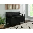 thumbnail image 5 of Linon Carlton Storage Bench Faux Leather Padded Back & Seat in Black Wood, 5 of 6