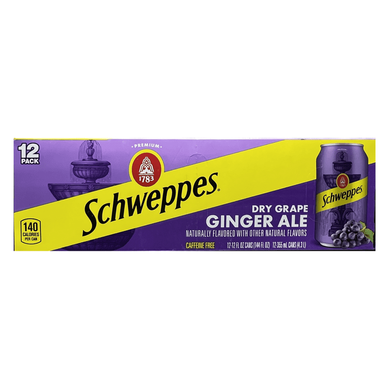 Schweppes Dry Grape Ginger Ale Drink, 24 Pack of 12 Fl Oz Cans