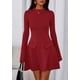thumbnail image 3 of Vestido PRETTYGARDEN Otoño 2025 Rojo XS Manga Campana Mini, 3 of 8