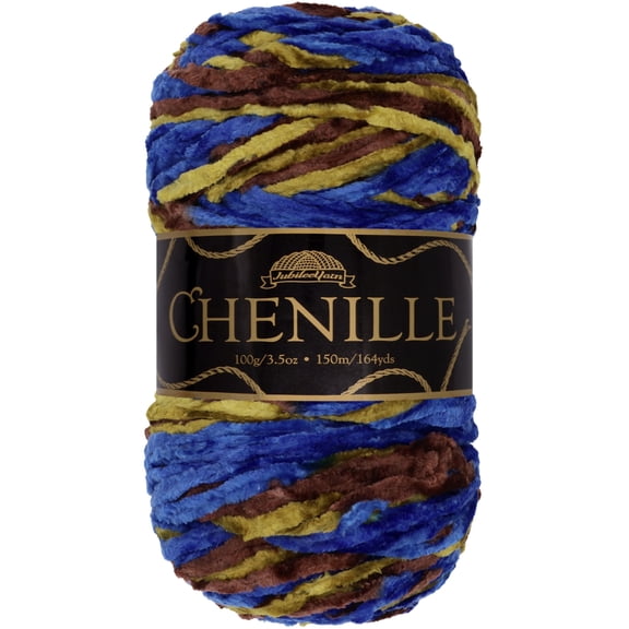 JubileeYarn Chenille Yarn - Worsted Polyester - 100g/Skein - Asgard - Variegated Multicolor Velvet - Crochet and Knitting Yarn - 1 Skein