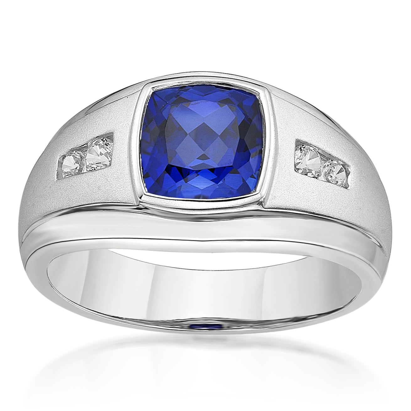 Herria 925 Sterling Silver Plated Created Sapphire Engagement Ring
