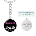 thumbnail image 2 of Serengeti Cat Mom Keychain Stainless Steel or 18k Gold Circle Pendant, 2 of 16