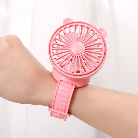 

Livesture Rechargeable Watch Fan Student Desktop Bear Watch Fan Handheld Mini Fan Red USB