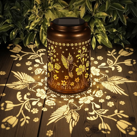 Solar Lanterns Outdoor Waterproof Hummingbird Garden Decor Gifts for Women Mom Grandma Hanging Solar Lights Metal Solar Decoration Outside for Yard, Patio, Backyard, Porch