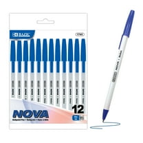 BAZIC Ballpoint Nova Blue Color Stick Pens, 1.0 mm, (12/Pack), 1-Pack