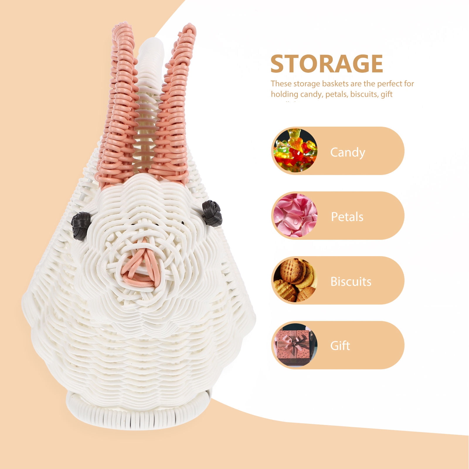 AURARMLET Mini Decorative Bunny Basket with Handle for Giving, Easter, Party, and Home Decor - 1 Set
