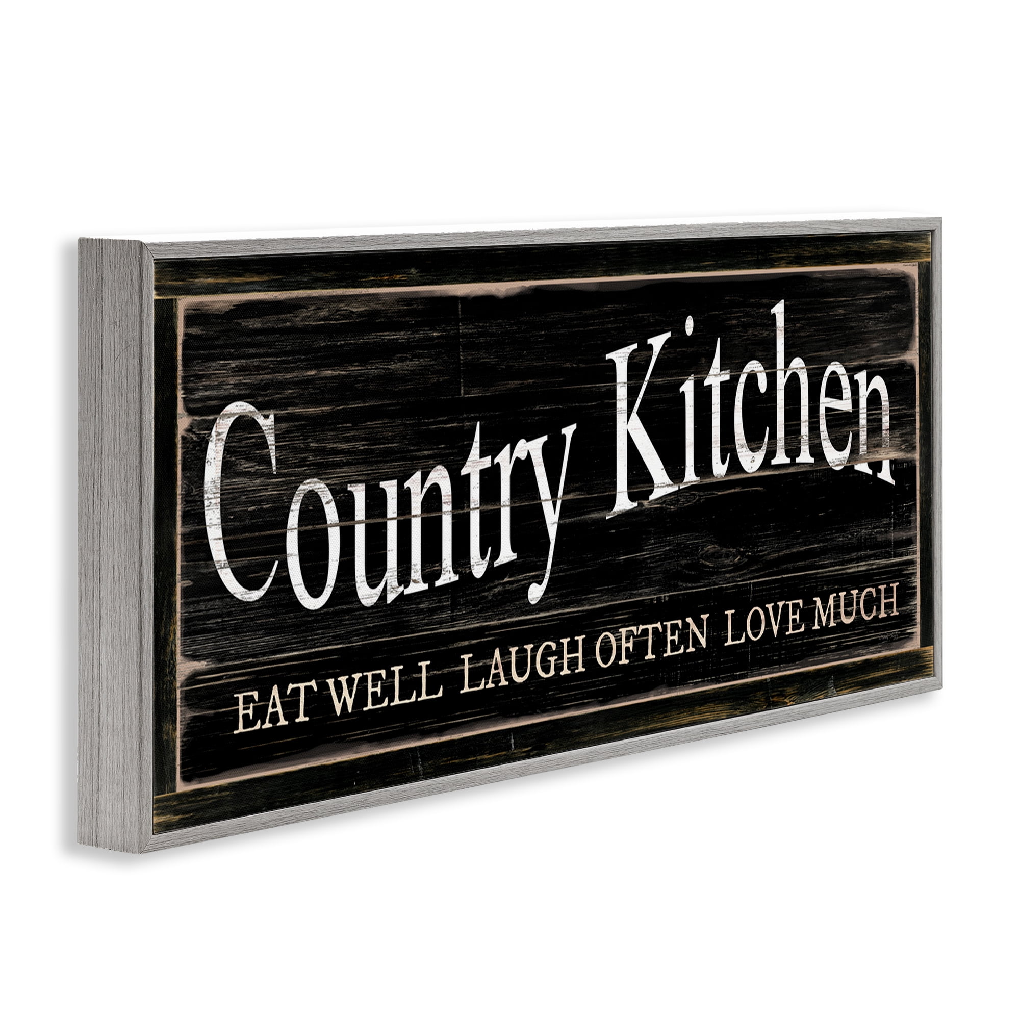 Stupell Industries Rustic Country Kitchen Typography Painting Gray Framed Art Print Wall Art, 24 x 10