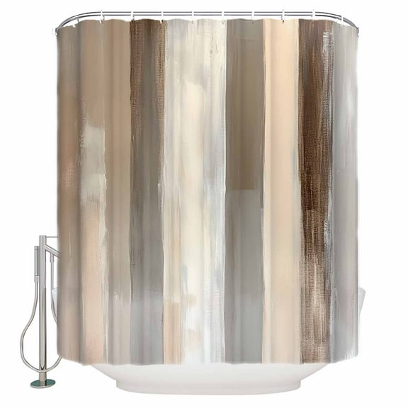 Brown Grey Shower Curtain, 72" x 72", Abstract Neutral Textured Modern Minimalist Waterproof Bathroom Curtain Washable Shower Curtain Set with 12 Hooks