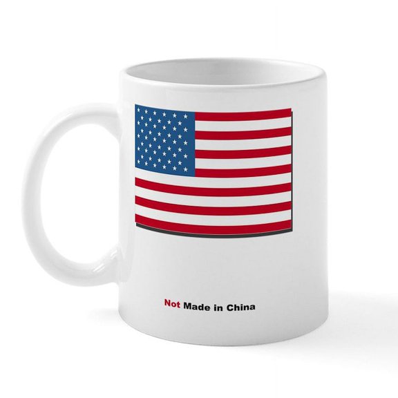 CafePress - Not Made In China Mug - 11 oz Ceramic Mug - Novelty Coffee Tea Cup
