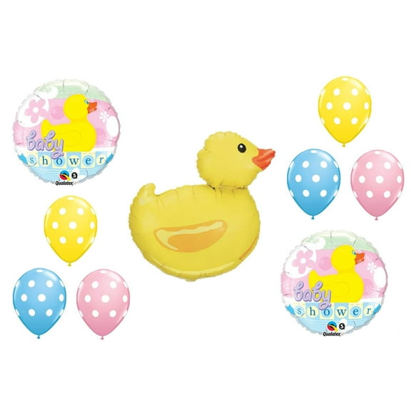 DalvayDelights Duck It's a Boy Baby Shower Yellow Blue 9 Pc Party Mylar & Latex Balloons Set