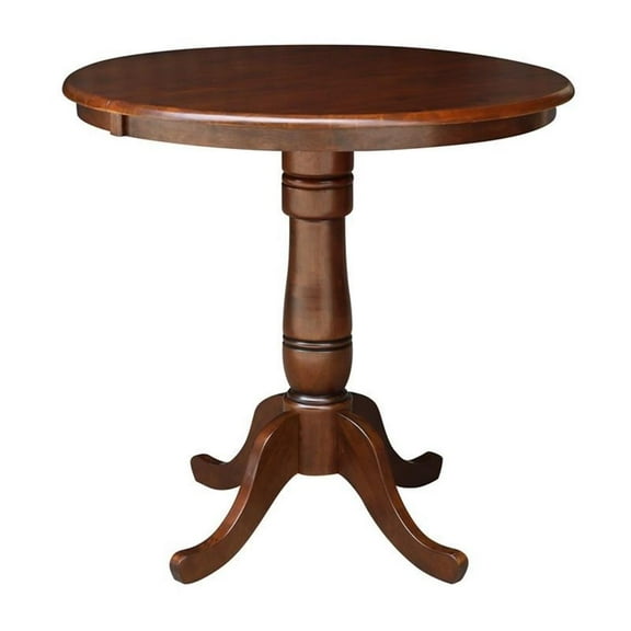 36" Round Top Pedestal Table with 12" Leaf, 34.9"H