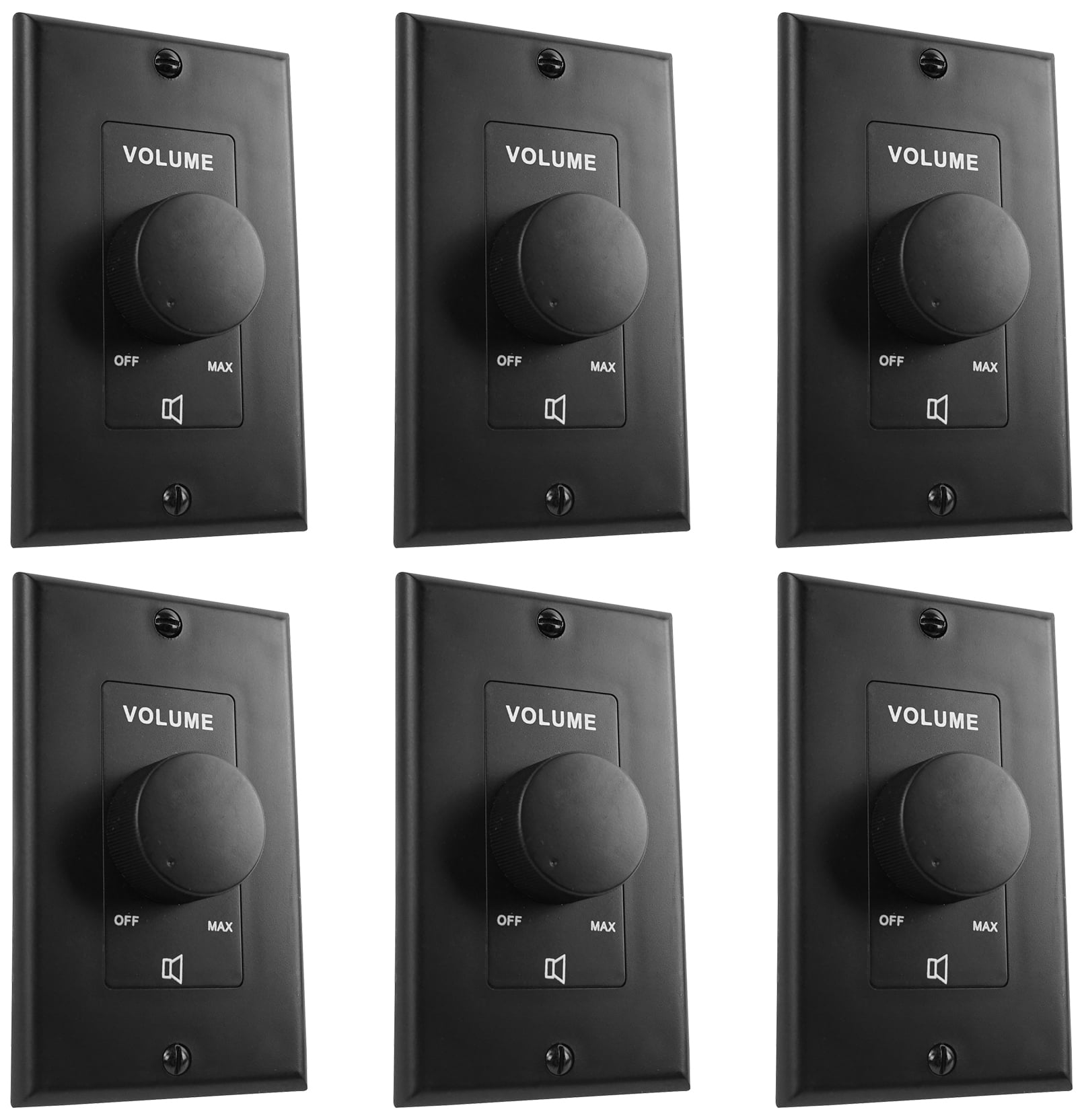 6) Rockville VOL70100 Black 100 Watt 70v Wall Volume Control Zone