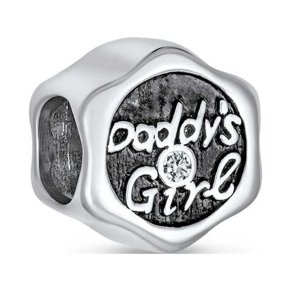 Bling Jewelry Womens Father's Love CZ Daddy's Charm Bead for Daughter Silver for Bracelet