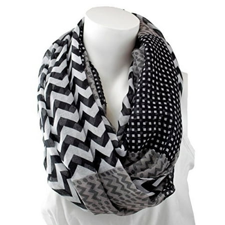 Scarf Pattern - Pop Fashion Womens Pattern Chevron Infinity Scarf with Dots Pattern