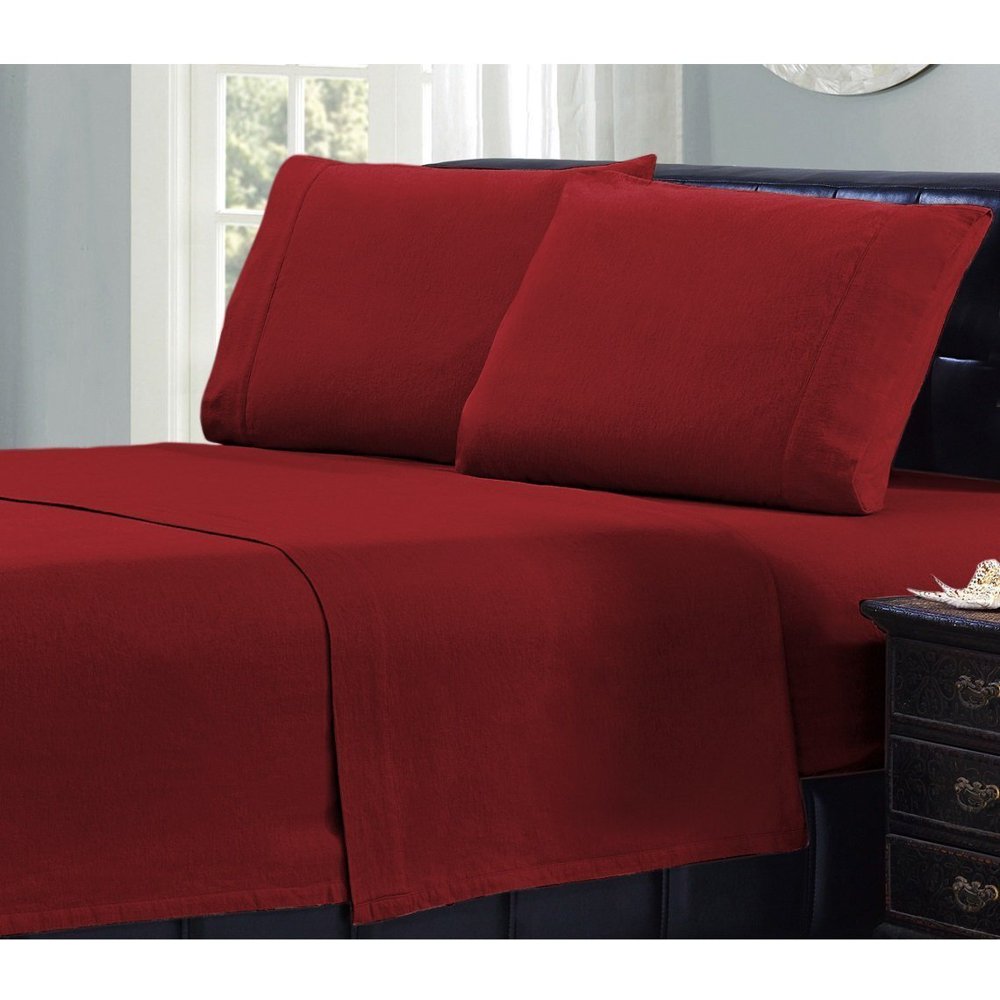Mellanni 100 Cotton 4 Piece Flannel Sheets Set Deep Pocket Warm