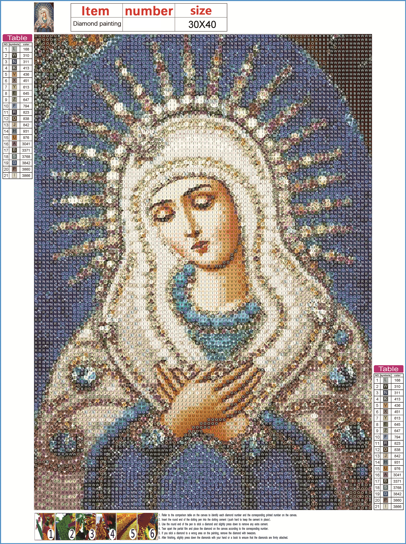 5D Diamond Painting Kits, Full Drill Religion Virgin Mary Diamonds Picture DIY Diamond Art Women, Christian Rhinestone Mosaic Paintings for Home Wall