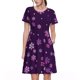 thumbnail image 1 of Fotbe Purple Snow Flakes Vestido Largo de Moda para Mujer, Vestido Tipo Camiseta con Manga Corta y Estilo Casual a Rayas y Bloques de Color, 1 of 6