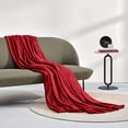 thumbnail image 6 of SLEEP ZONE Burgundy Fleece Blanket Super Soft Cozy Throw Flannel Blanket, Lightweight Comfy Fuzzy Blanket Plush Throw Blankets for Couch, Sofa, Bed, Camping, Travel, 90x90Inches, 6 of 6
