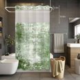 thumbnail image 2 of No Hook Shower Curtain with Snap in Liner, Vintage Green Texture Waterproof Fabric Bathroom Curtain Mesh Top Window, Farm Retro Shabby Wall Art Shower Curtains 36x72in, 2 of 9