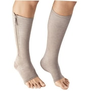2 Zipper Pressure Compression Socks Support Stockings Leg Open Toe