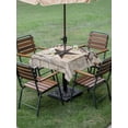 thumbnail image 3 of Outdoor Tablecloth with Umbrella Hole and Zipper, Texas Star Vintage Square Table Cloth 54x54 Inch Waterproof Tablecloth, Brown Retro Berry Beige Wooden Branches Picnic Table Cover for Patio Camping, 3 of 7